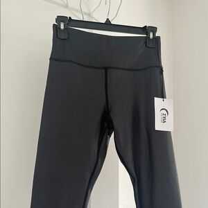 ZYIA Metallic Black Leggings High Waist Performance Wear